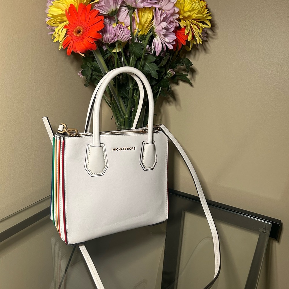 Michael Kors White Crossbody Bag with Colorful Accents